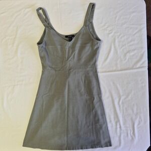 Forever 21 Women's M Fit-and Flare V-Neck Mini Dress Sage Green Skater Style